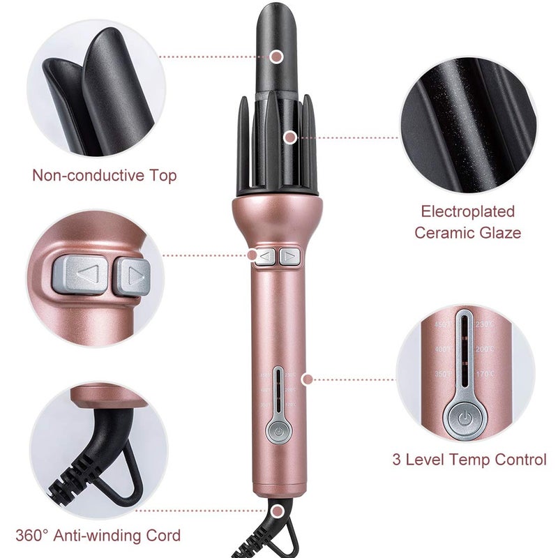 Mannice 360 Rotating Ceramic Curling Wand with Automatic Spin - 1.1" Professional Spiral Beach Waver Iron for Long Hair (Mothers Day Gifts) - Image 2